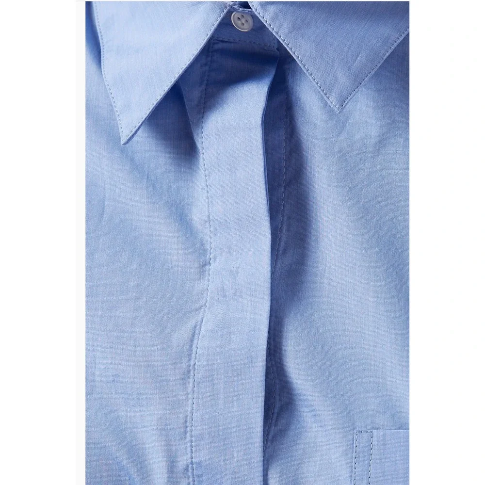 TWP Blue Ex-Boyfriend Button Down Shirt Italian Cotton XS Oversize Luxury Office - Picture 13 of 13
